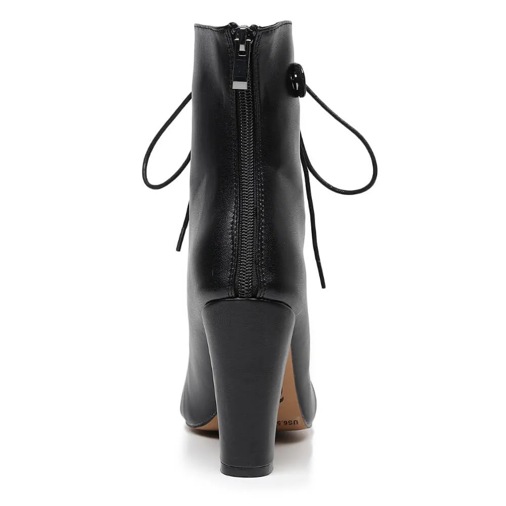 Another Moment - Black Vegan Leather - Rubber Sole