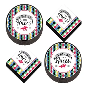 Derby Day Party Horse Racing Paper Dessert Plates and Beverage Napkins (Serves 16)
