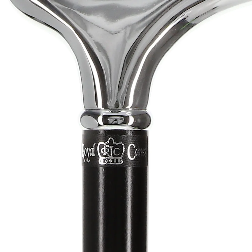 Formal Chrome Derby Cane, Black Beechwood & Silver Collar