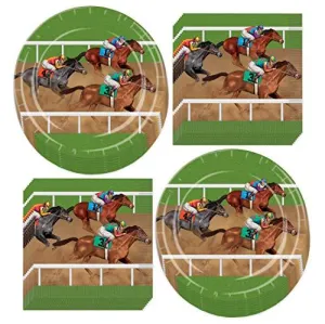 Horse Racing Derby Paper Dinner Plates and Luncheon Napkins (Serves 16)