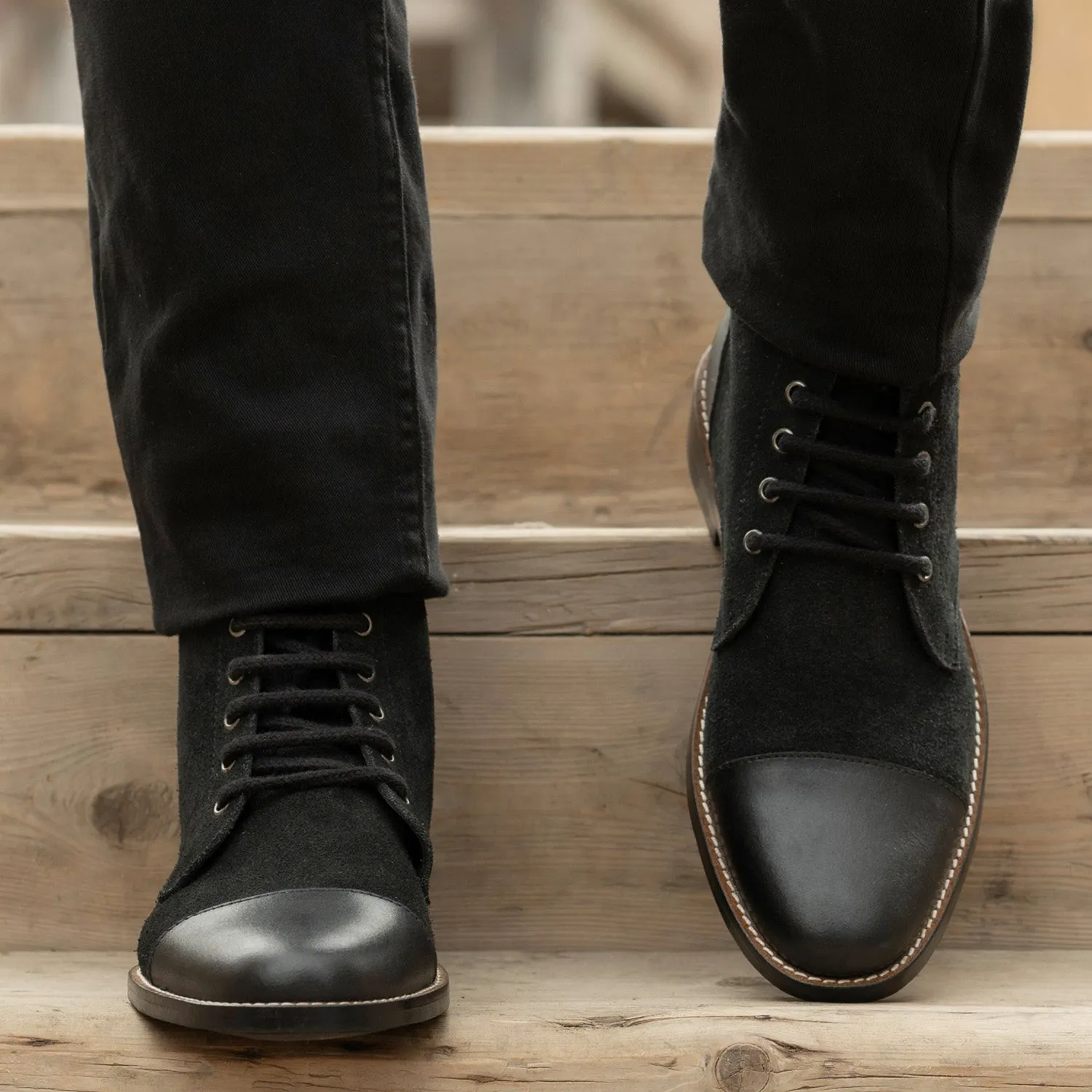 Knight Derby Hybrid Black Leather Boots - StudGuard