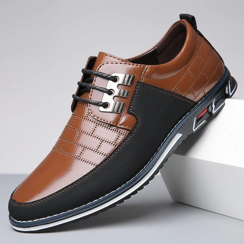 Men's No-Stripe Oxford Derby Orthopedic Leather Shoes
