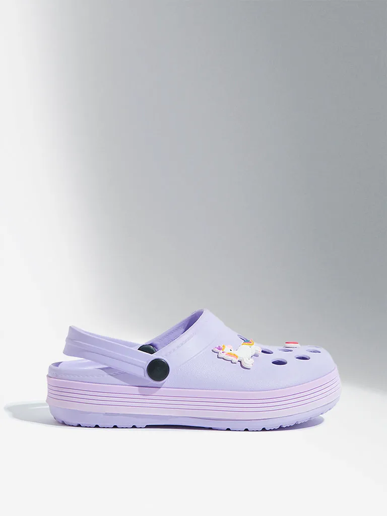 Yellow Lilac Unicorn Applique Clogs